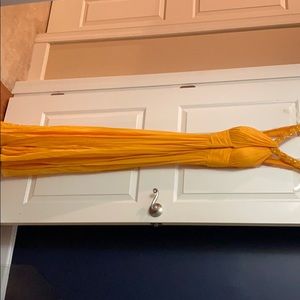 Tangerine floor length halter evening gown